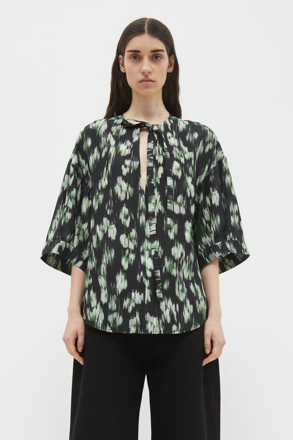 christian wijnants Thamani Puffed Sleeves Blouse Black Ikat Medium