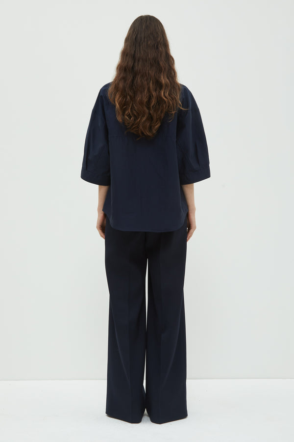 Christian Wijnants Thamani Puffed Sleeves Blouse Dark Navy