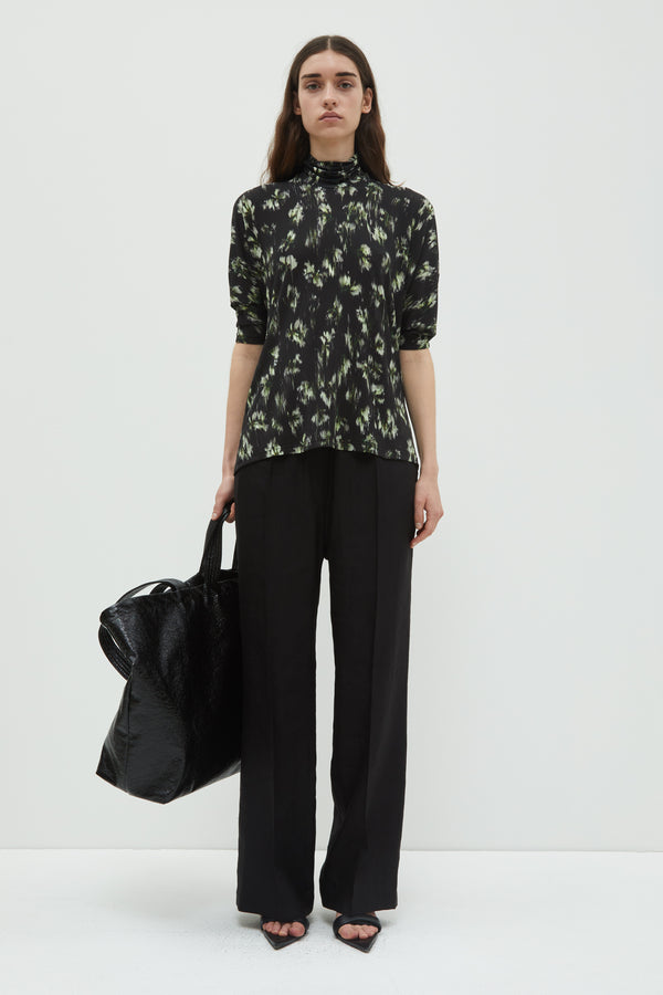 Christian Wijnants Thandi 3/4 Sleeve Jersey Top Black Ikat Small