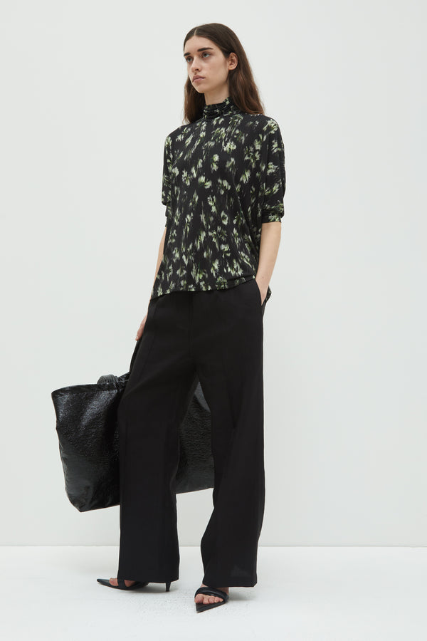 Christian Wijnants Thandi 3/4 Sleeve Jersey Top Black Ikat Small