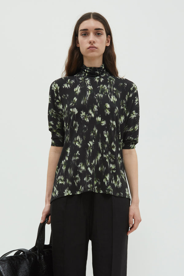 christian wijnants Thandi 3/4 Sleeve Jersey Top Black Ikat Small