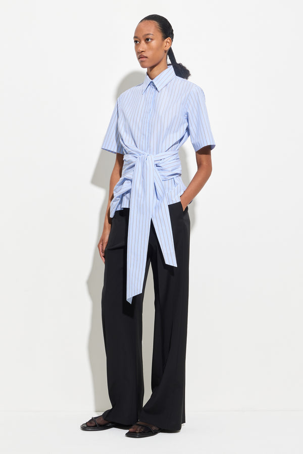 Christian Wijnants Tille Short Sleeve Top Sky Marine Stripes