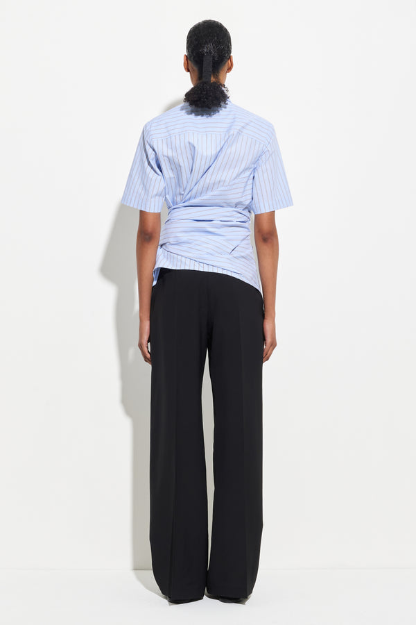 Christian Wijnants Tille Short Sleeve Top Sky Marine Stripes