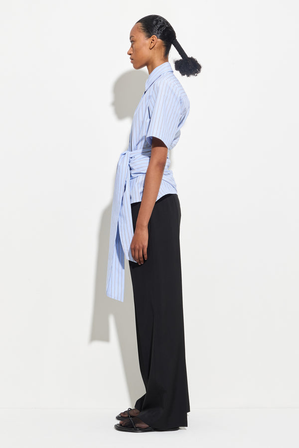 Christian Wijnants Tille Short Sleeve Top Sky Marine Stripes