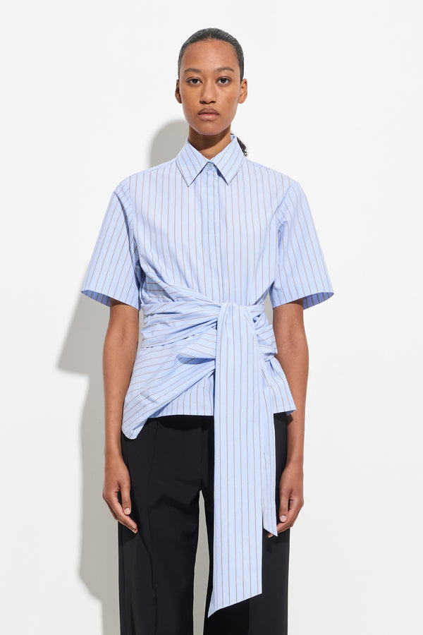 christian wijnants Tille Short Sleeve Top Sky Marine Stripes