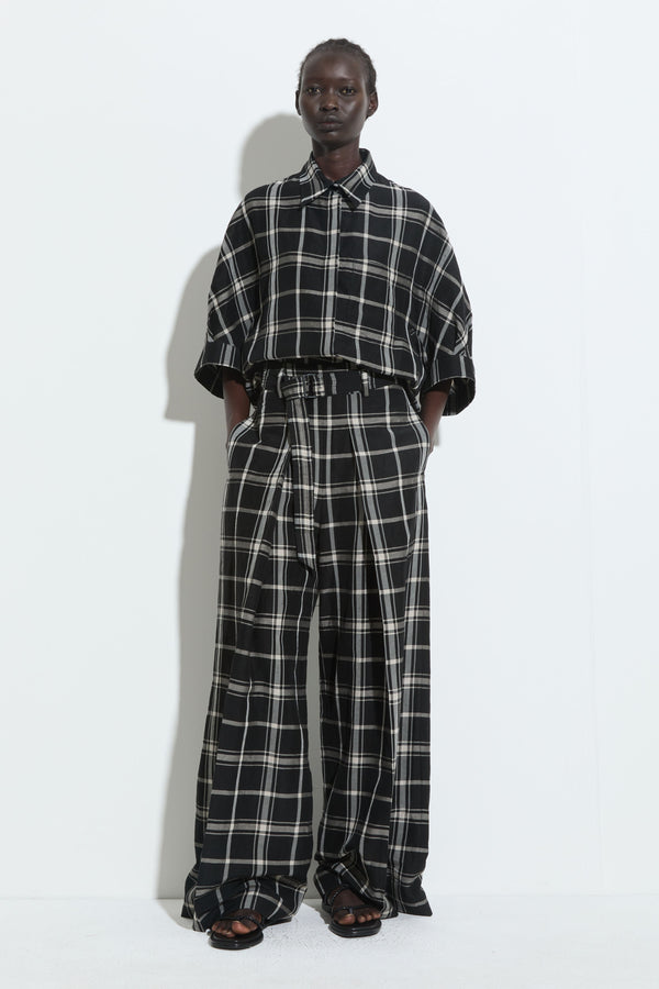 Christian Wijnants Timila Short Sleeves Shirt Black White Check