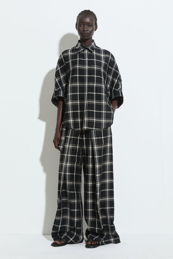 Christian Wijnants Timila Short Sleeves Shirt Black White Check