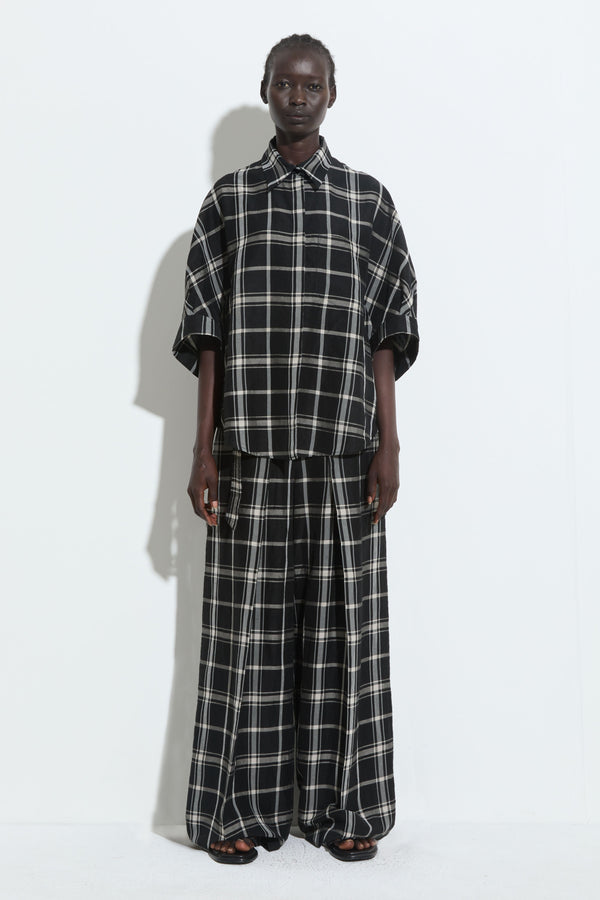 Christian Wijnants Timila Short Sleeves Shirt Black White Check