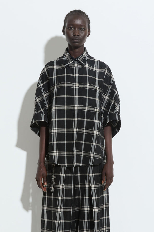 christian wijnants Timila Short Sleeves Shirt Black White Check