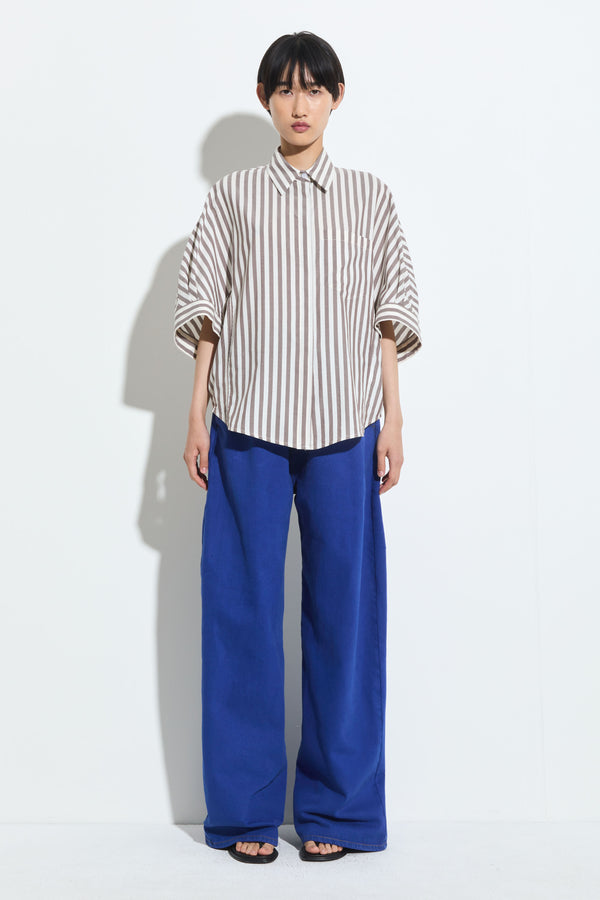 Christian Wijnants Timila Short Sleeves Shirt Brown Stripe