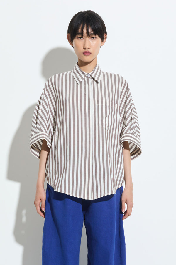 christian wijnants Timila Short Sleeves Shirt Brown Stripe