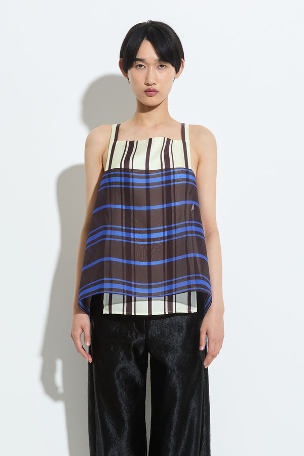 christian wijnants Topazio Layered Tanktop Vanilla Marrone Stripe