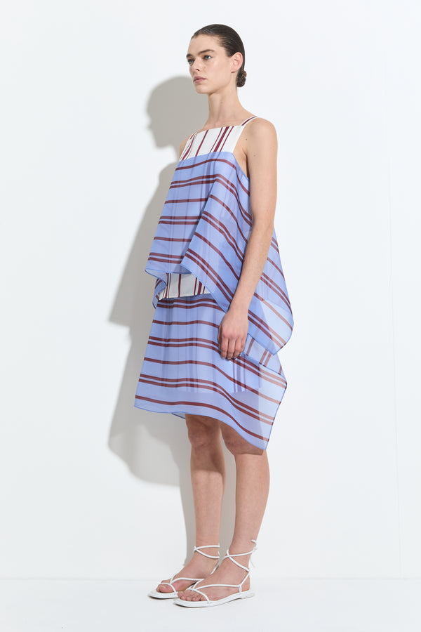 Christian Wijnants Topazio Layered Tanktop White Sky Stripe Patch