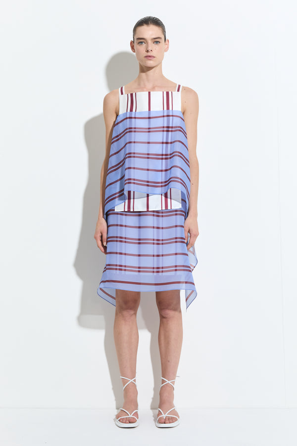 Christian Wijnants Topazio Layered Tanktop White Sky Stripe Patch