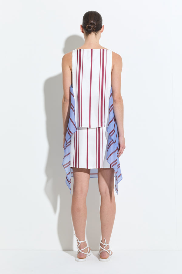 Christian Wijnants Topazio Layered Tanktop White Sky Stripe Patch