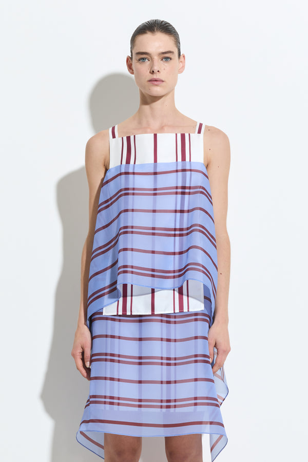 christian wijnants Topazio Layered Tanktop White Sky Stripe Patch