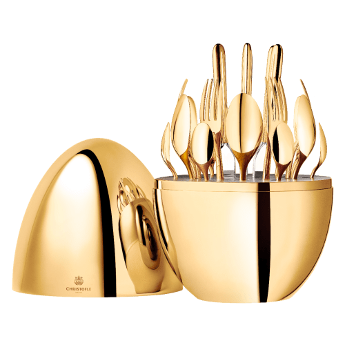 christofle 24-Carat 24-Piece Gold Flatware Set Mood Gold