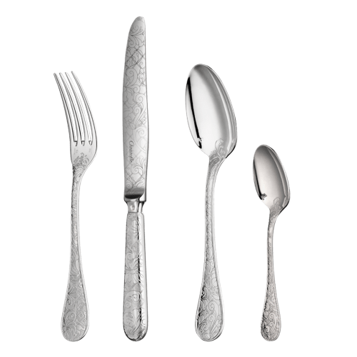 christofle 24-Piece Silver-Plated Flatware Set with Storage Box Jardin d'Eden