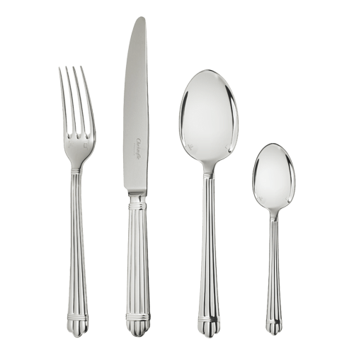 christofle 24-Piece Silver-Plated Flatware Set with Storage Box Aria
