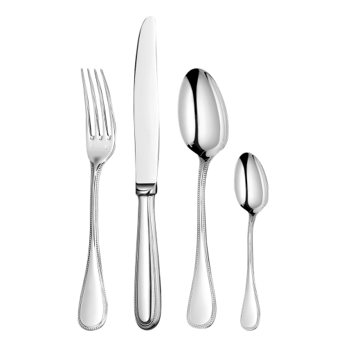 christofle 24-Piece Stainless Steel Flatware Set with Storage Box Steel Perles