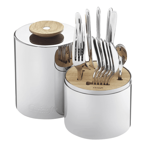 christofle 24-Piece Stainless Steel Flatware Set with Storage Capsule Essentiel