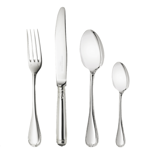 christofle 24 Piece Sterling Silver Flatware Set with Storage Box Malmaison