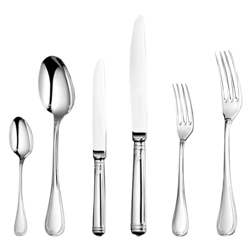 christofle 36-Piece Silver-Plated Flatware Set with Storage Box Malmaison