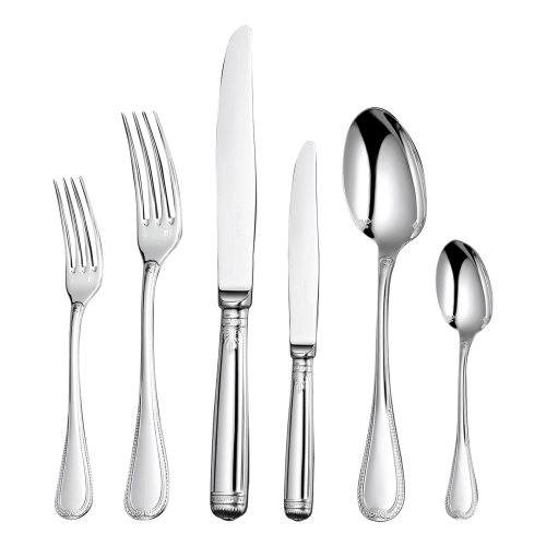 christofle 36-Piece Silver-Plated Flatware Set with Storage Box Malmaison