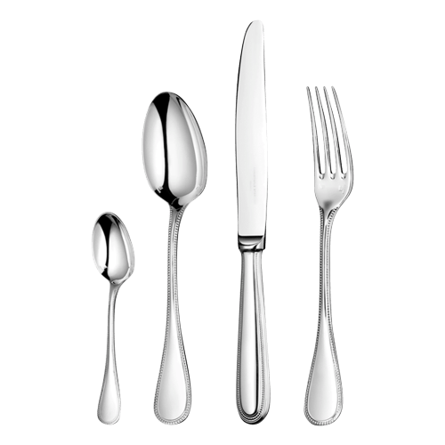 christofle 36 Piece Sterling Silver Flatware Set with Storage Box Perles