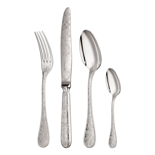 christofle 4-Piece Silver Plated Flatware Set Jardin d'Eden