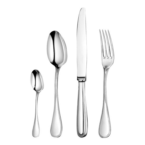 christofle 4-Piece Sterling Silver Flatware Set Perles