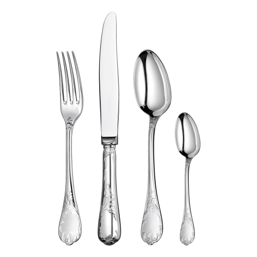 christofle 48-Piece Silver-Plated Flatware Set with Storage Box Marly