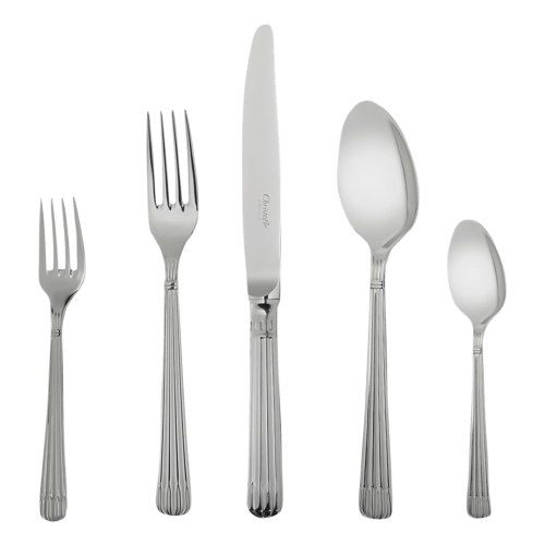 christofle 75-Piece Stainless Steel Flatware Set with chest Osiris
