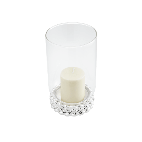 christofle Borosilicate Glass Silver-Plated Hurricane Babylone