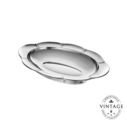 christofle Bread Basket on Foot Lobes et Godrons Silverware - Vintage Gallia