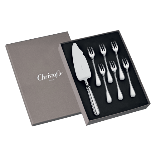 christofle Cake Set with Server and 6 Dessert Forks Albi