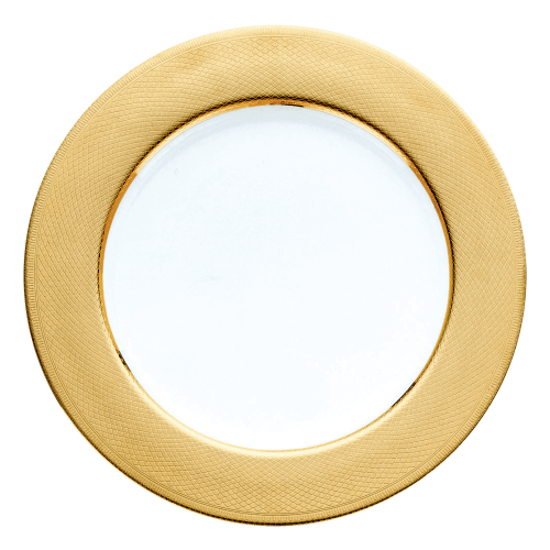 christofle Gilded Porcelain Charger Guilloché