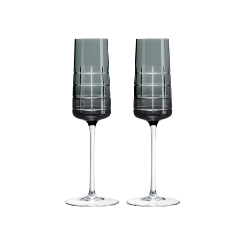 christofle Grey Crystal Flutes - Set of Two Graphik