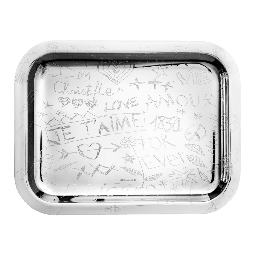 christofle Silver-Plated Tray 10 x 8 in Graffiti
