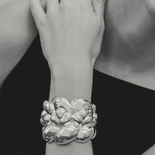 christofle Sterling Silver Cuff Bracelet Babylone