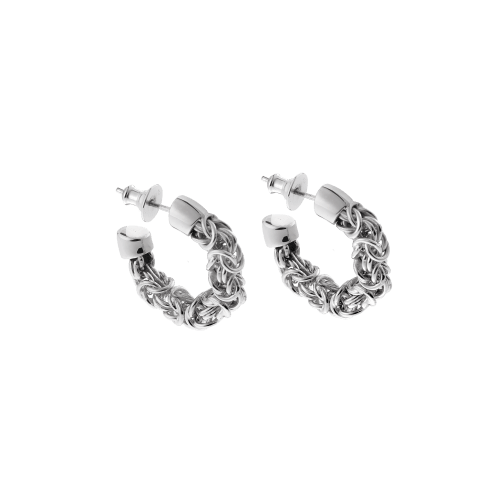 christofle Sterling Silver Hoop Earrings Pompon