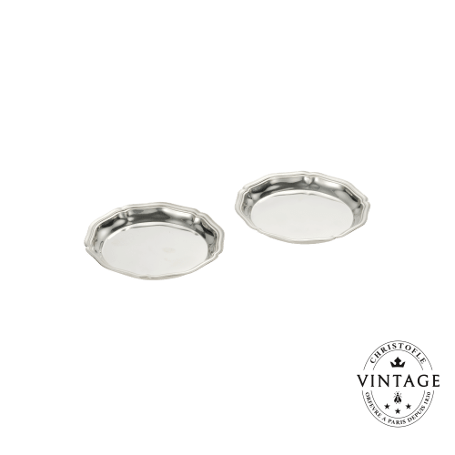 christofle Vintage Silvered Coaster Duo Contours
