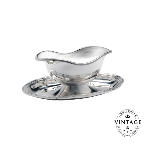 christofle Vintage Silvered Gravy Boat Contours
