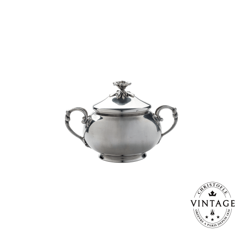 christofle Vintage Silvered Sugar Bowl Liseron
