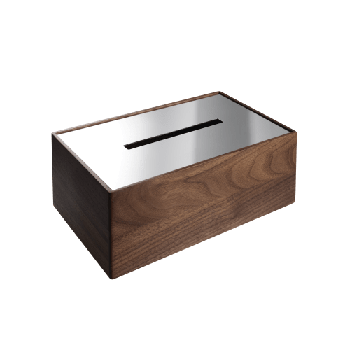 christofle Walnut and Steel Tissue Box UNI