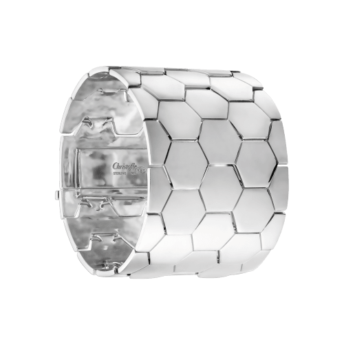 christofle Code Royale Sterling Silver Hexagon Cuff Code Royale