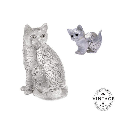 christofle Compose your Vintage Silvered Cat Set Lumière d'Argent