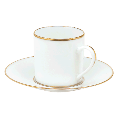 christofle Gilded Porcelain Demitasse Cup and Saucer Albi
