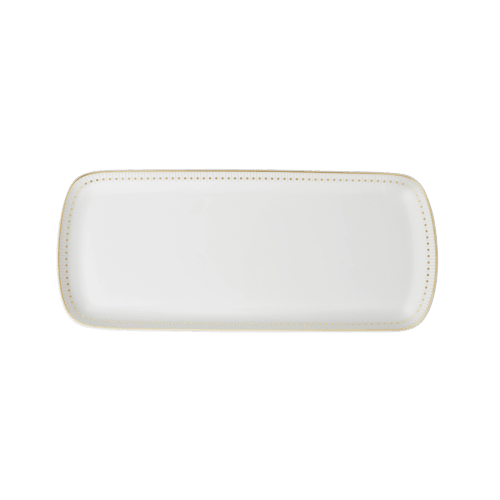 christofle Gold Finish Porcelain Cake Platter - 15 x 6 in Malmaison Impériale