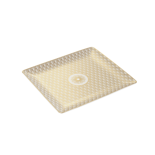 christofle Gold Finish Porcelain Rectangular Tray - 7 x 6 in Malmaison Impériale